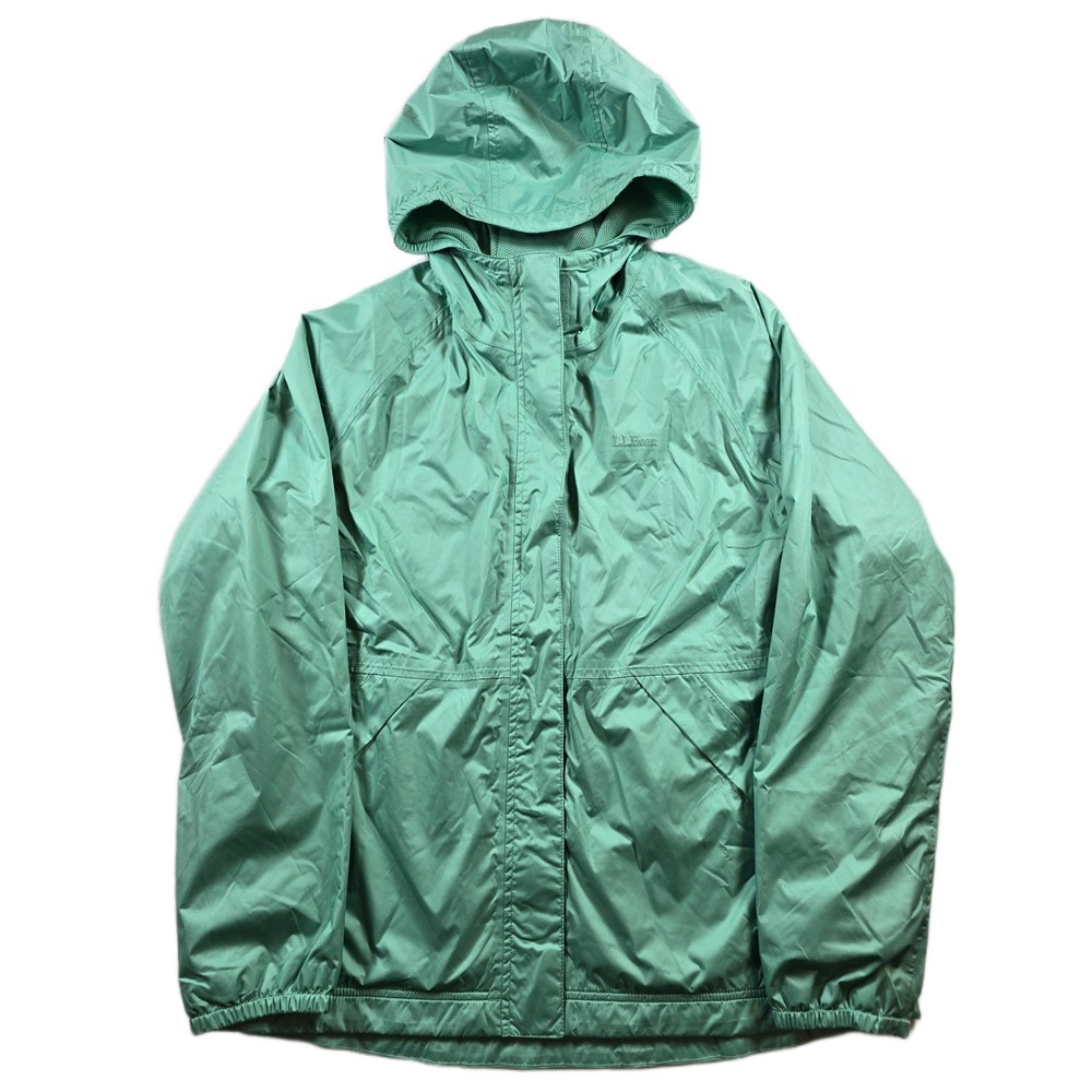 LL Bean Trail Windbreaker Womens Medium Petite MP Green Wind Rain Jacket 514442